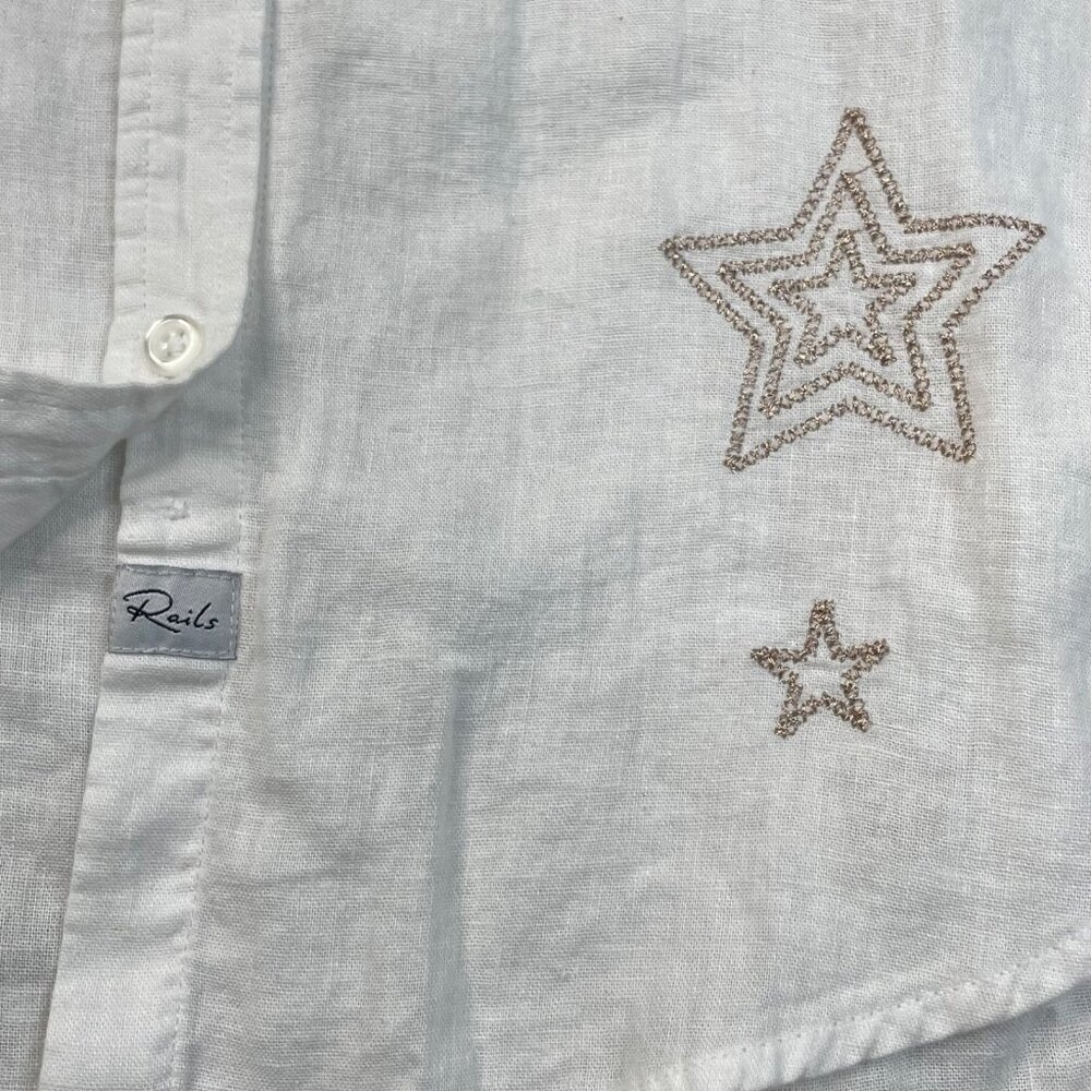 Rails Charli Metallic Stars Button Front Shirt Wh… - image 5